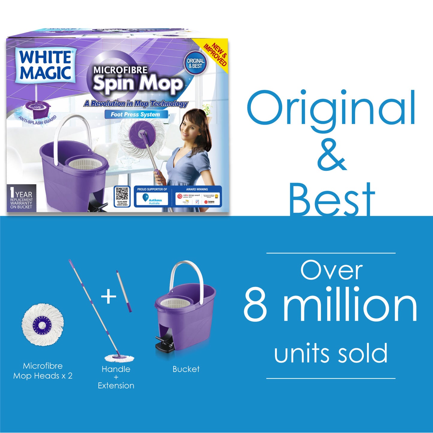 White Magic Foot Press Spin Mop