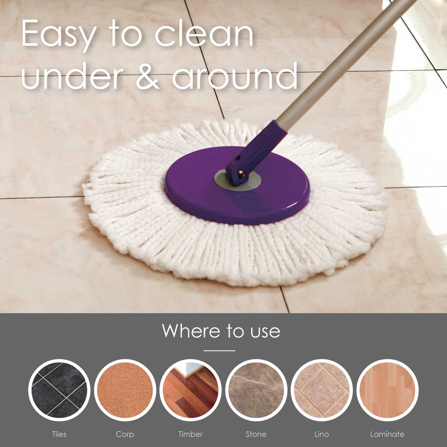 White Magic Foot Press Spin Mop