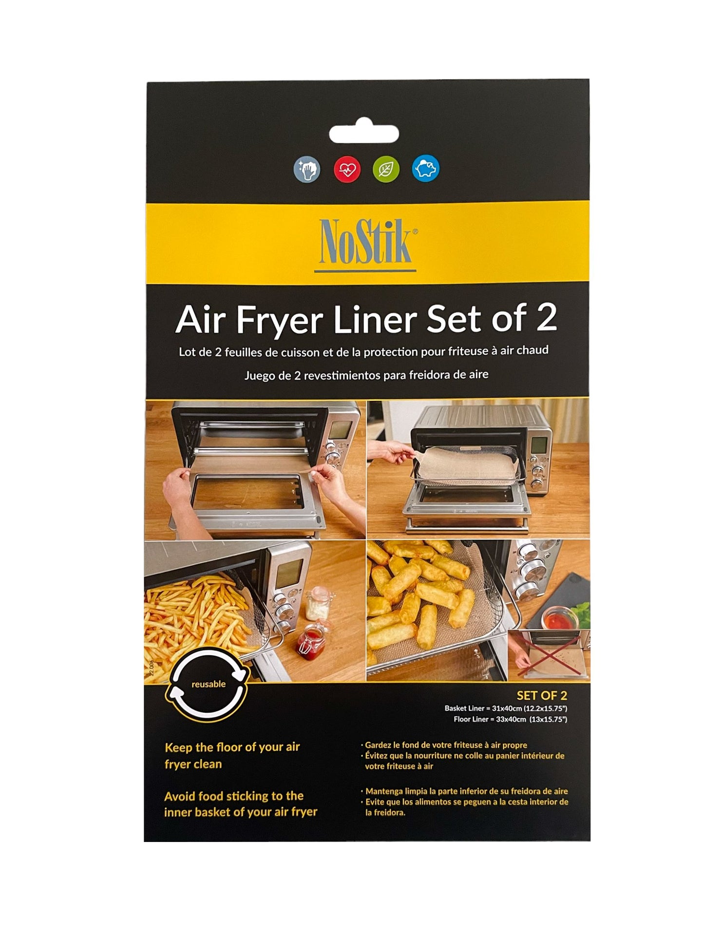 Nostik Air Fryer Liner Set of 2 (Round or Rectangular size)