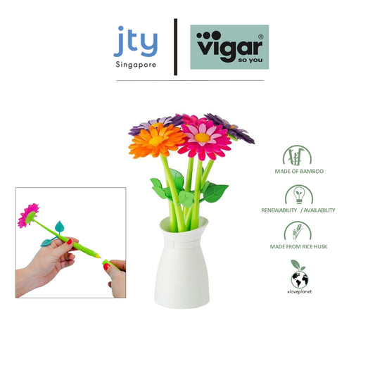 Vigar Flower Shop 5pc Pen Set With Vase