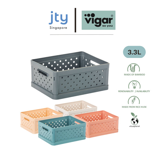 Vigar 3.3L Compact Sand White Foldable Crate