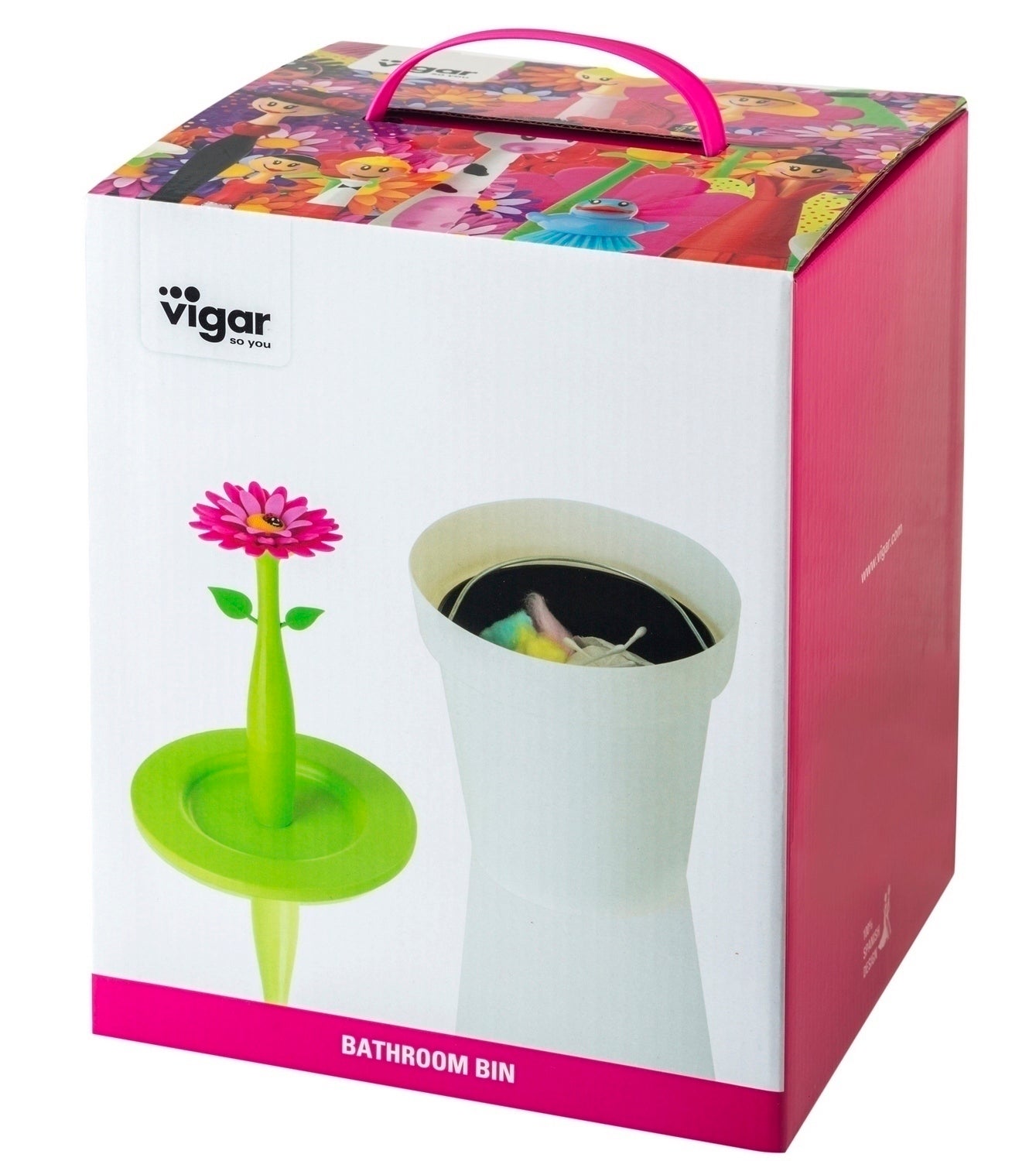 Vigar Flower Power White 3L Bathroom Bin