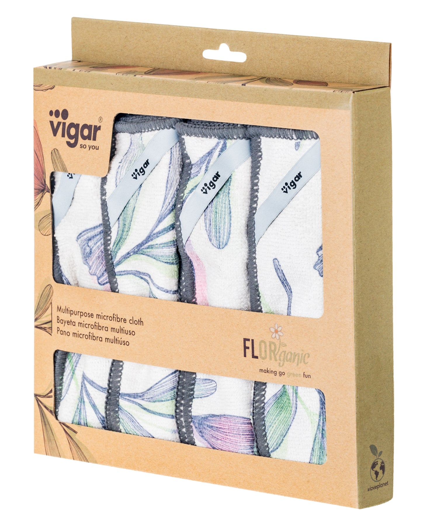 Vigar Florganic Microfibre Cloth 4pc