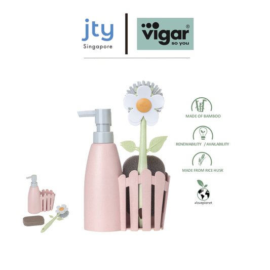 Vigar Florganic  3pc Sink Caddy Set + Dispenser (Pink or Orange Colour)