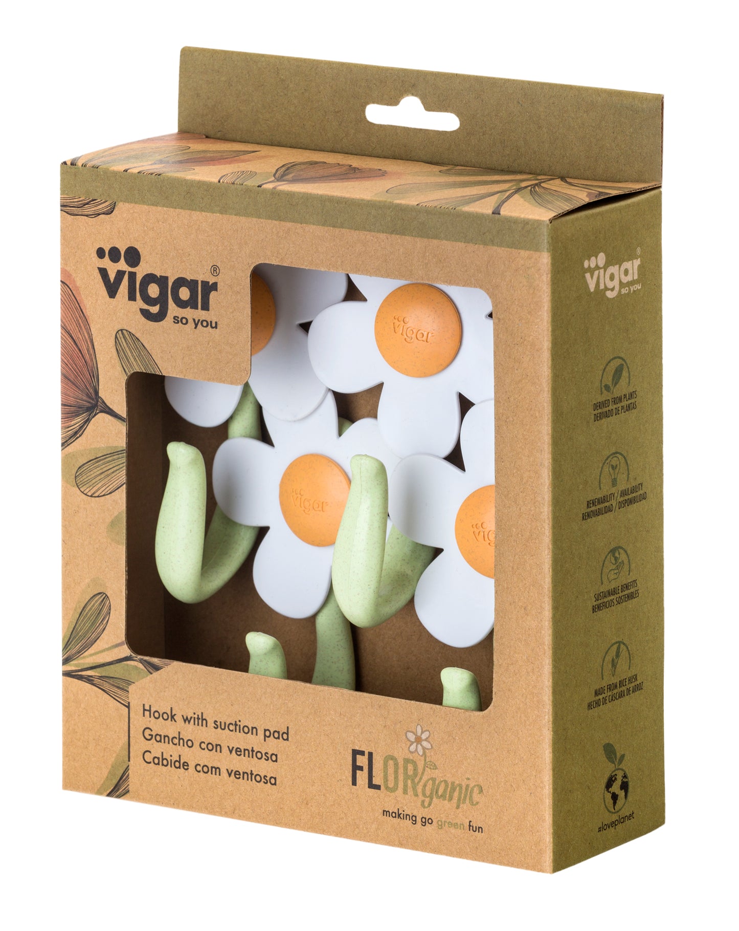 Vigar Florganic Hook With Suction 4pc
