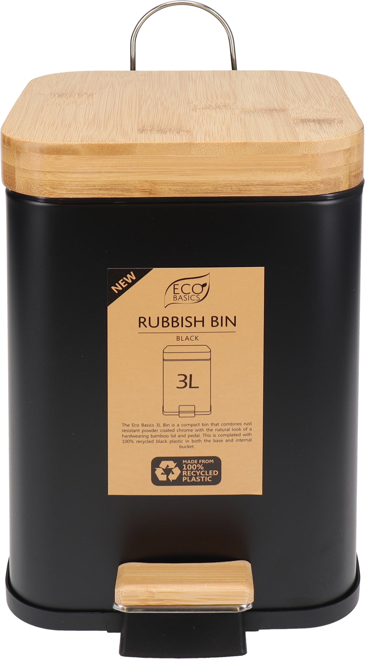 Eco Basics Rubbish Bin Square 3L, 6L (Black, White)