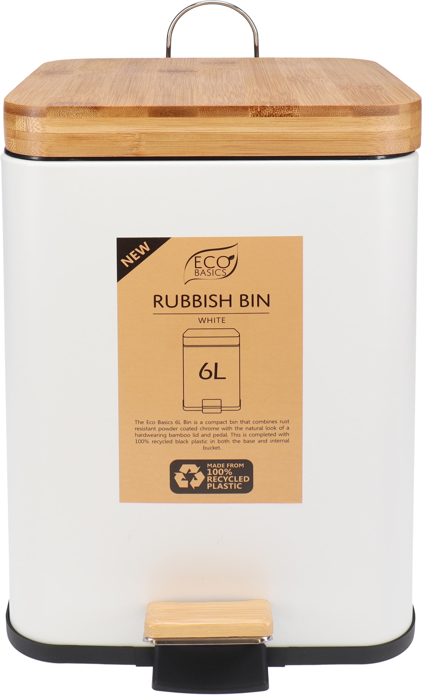 Eco Basics Rubbish Bin Square 3L, 6L (Black, White)