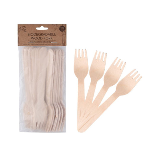 Eco Basics Biodegradable Wood Fork – 18pcs