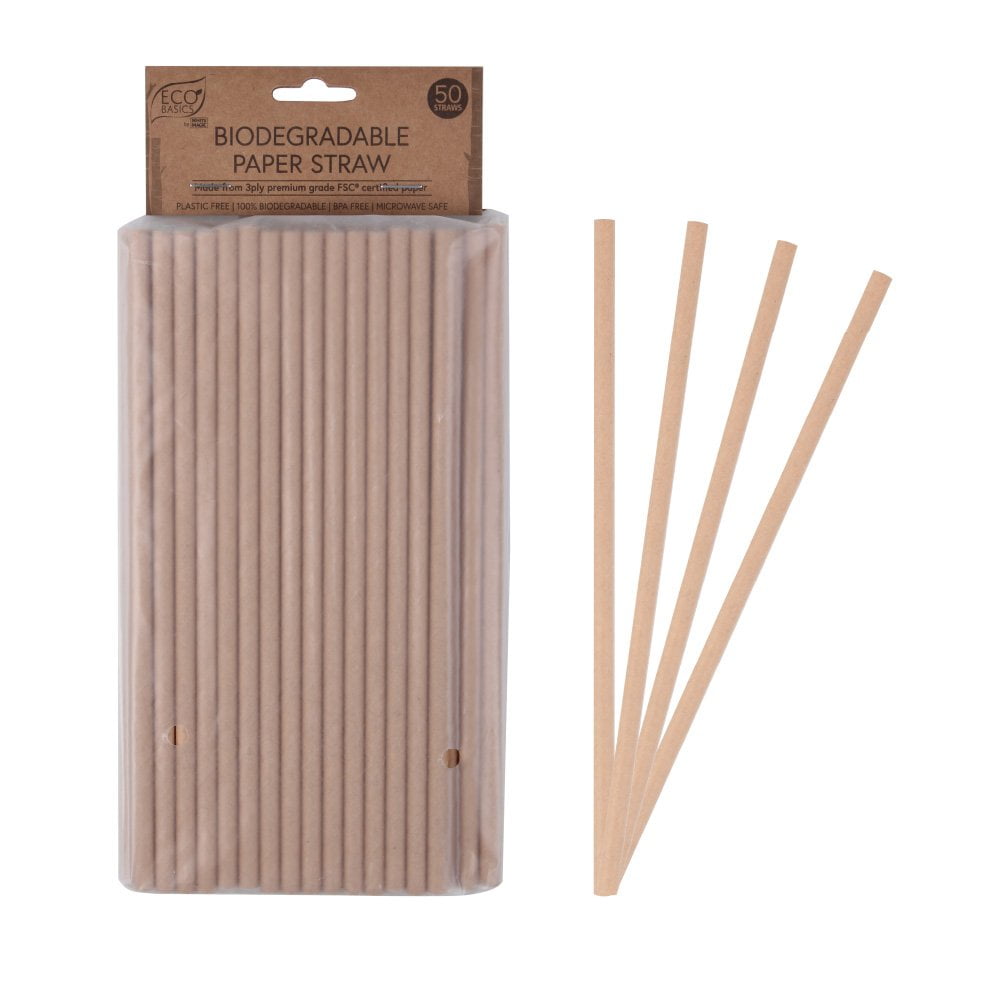 Eco Basics Biodegradable Paper Straw 50pc