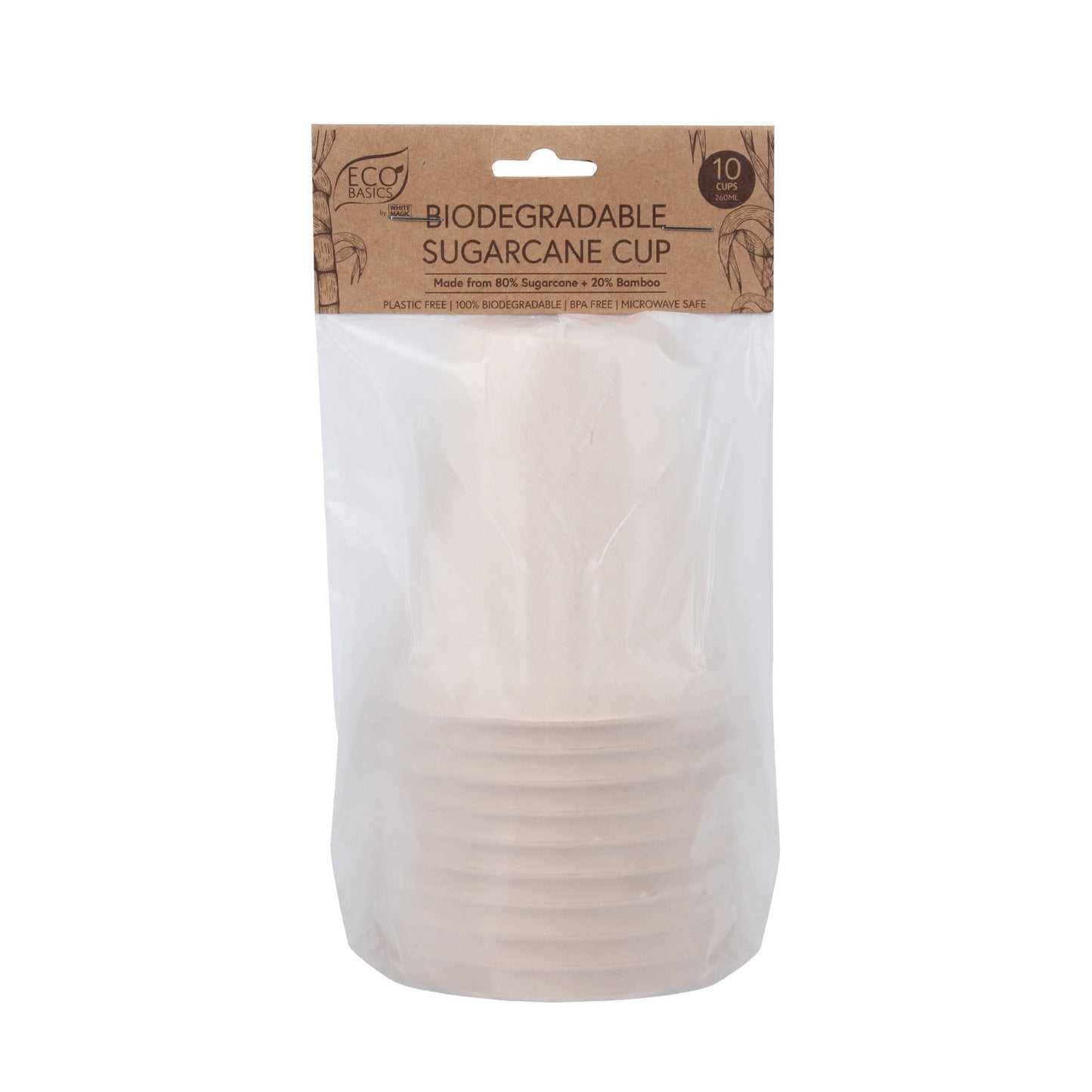 Eco Basics Biodegradable Sugarcane Cup – 10pcs