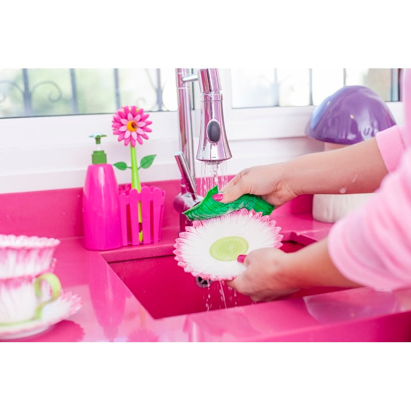 Vigar Flower Power 3pc Sink Caddy Set + Dispenser (Pink or Orange Colour)