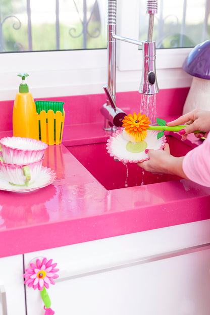 Vigar Flower Power 3pc Sink Caddy Set + Dispenser (Pink or Orange Colour)