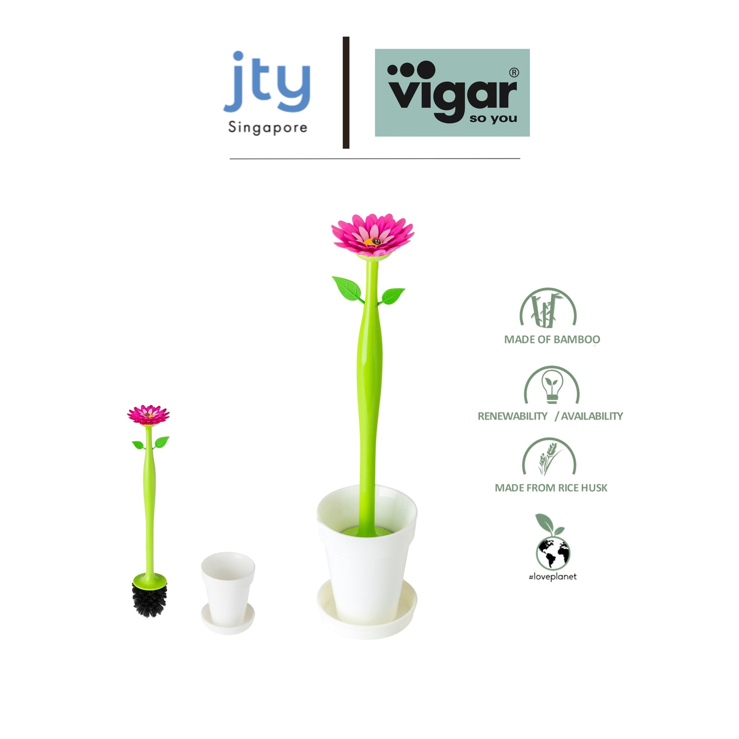 Vigar Flower Power White Toilet Set