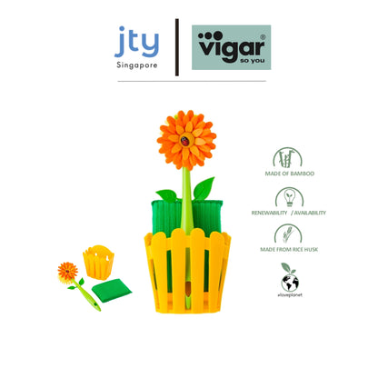 Vigar Flower Power 3pc Sink Caddy Set (Pink or Orange Colour)