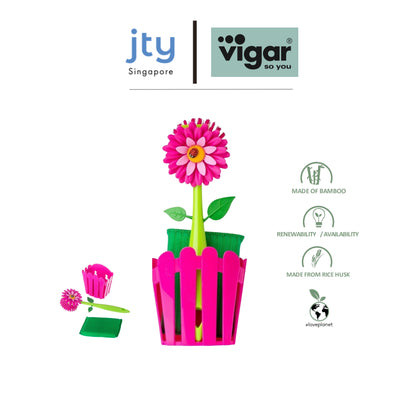 Vigar Flower Power 3pc Sink Caddy Set (Pink or Orange Colour)