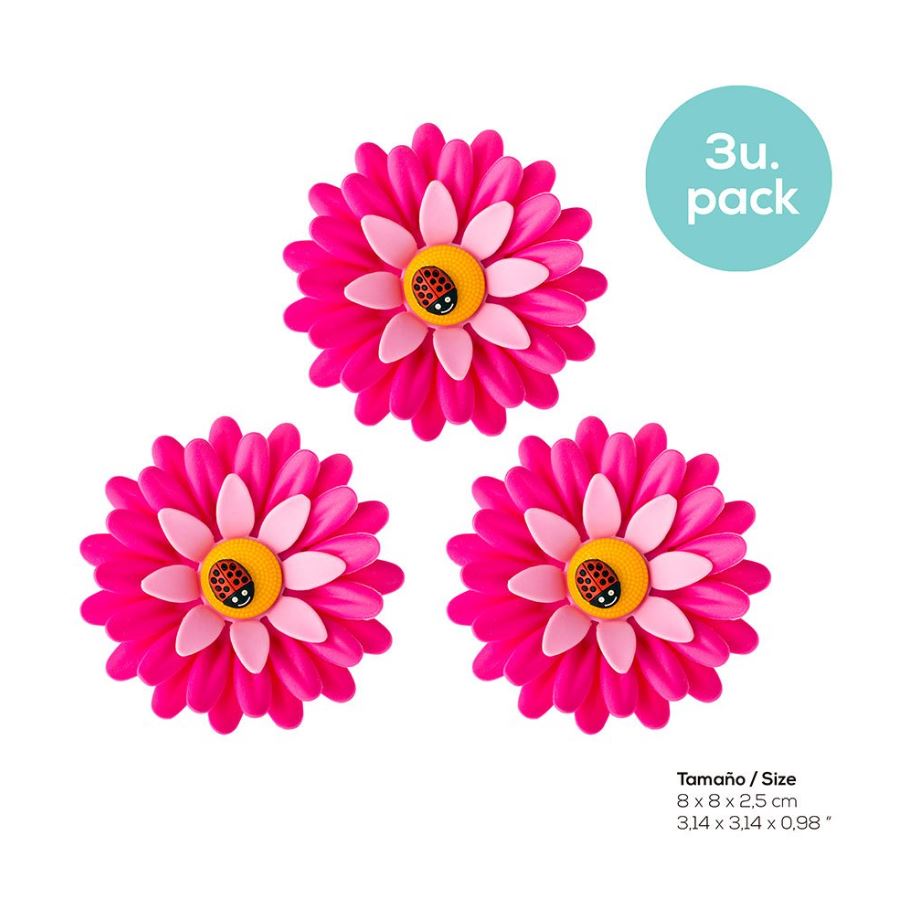 Vigar Flower Power Pink Magnet Clip 3pc