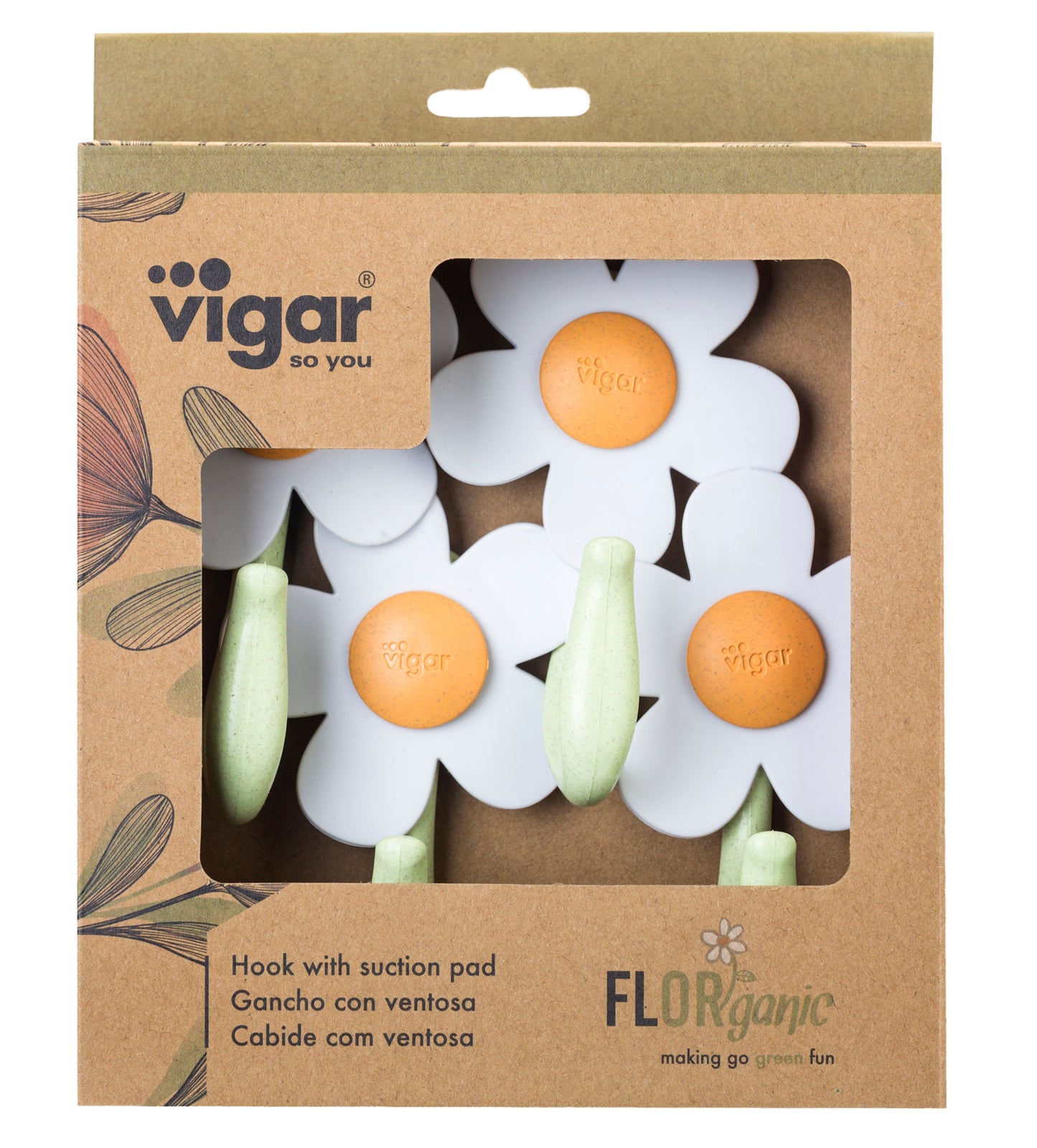 Vigar Florganic Hook With Suction 4pc