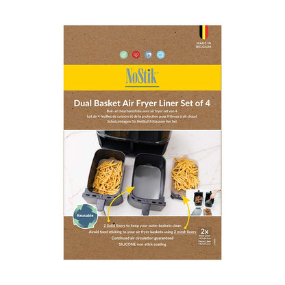 NoStik Silicon Dual Basket Air Fryer Liner- Set of 2