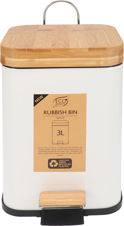 Eco Basics Rubbish Bin Square 3L, 6L (Black, White)