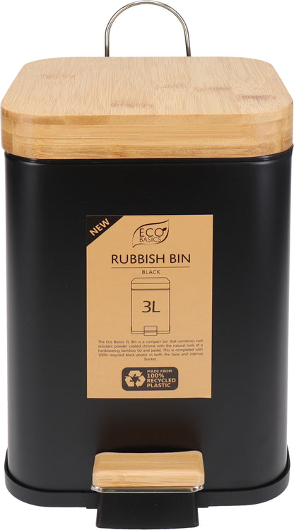 Eco Basics Rubbish Bin Square 3L, 6L (Black, White)