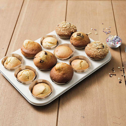 NoStik Silicon Muffin Liner Set of 12- Brown