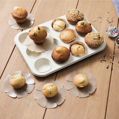 NoStik Silicon Muffin Liner Set of 12- Brown