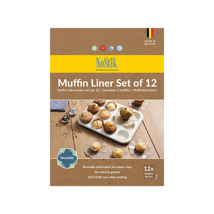 NoStik Silicon Muffin Liner Set of 12- Brown