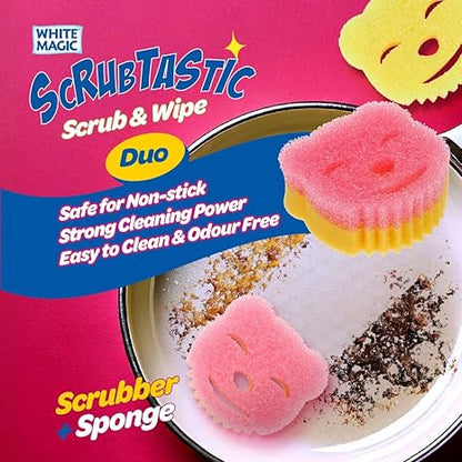 White Magic Scrubtastic Scrub & Wipe Sponge Duo