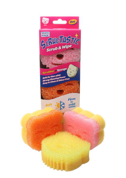 White Magic Scrubtastic Scrub & Wipe Sponge Duo