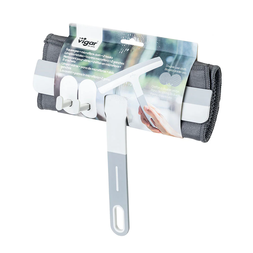 Vigar Basic Squeegee With Microfibre Cloth & 2 Hooks