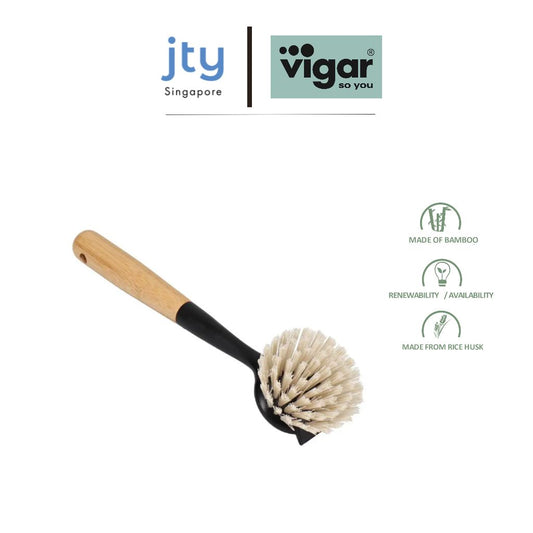 Vigar Vintage Bamboo Round Dish Brush
