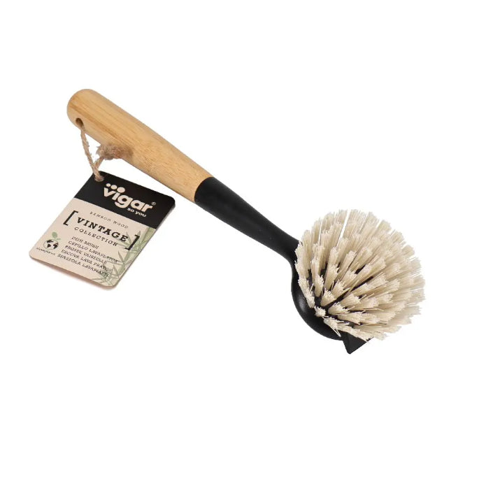 Vigar Vintage Bamboo Round Dish Brush