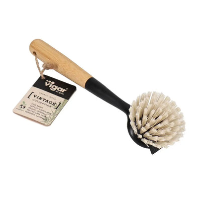 Vigar Vintage Bamboo Round Dish Brush