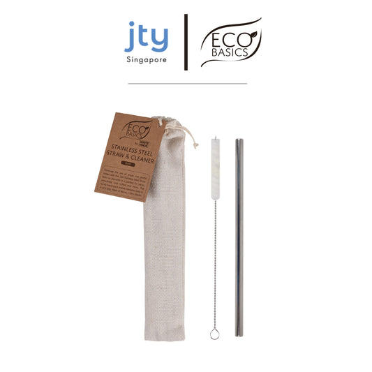 Eco Basics Metal Straw Stainless Steel with cleaner and Pouch (8mm or 12mm)