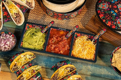 Prepara 3 Section Taco Topping Tray Day of the Dead Edition