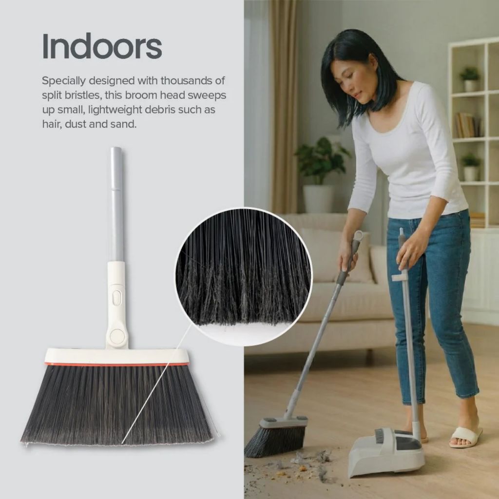 White Magic Indoor Outdoor Broom & Dustpan Set