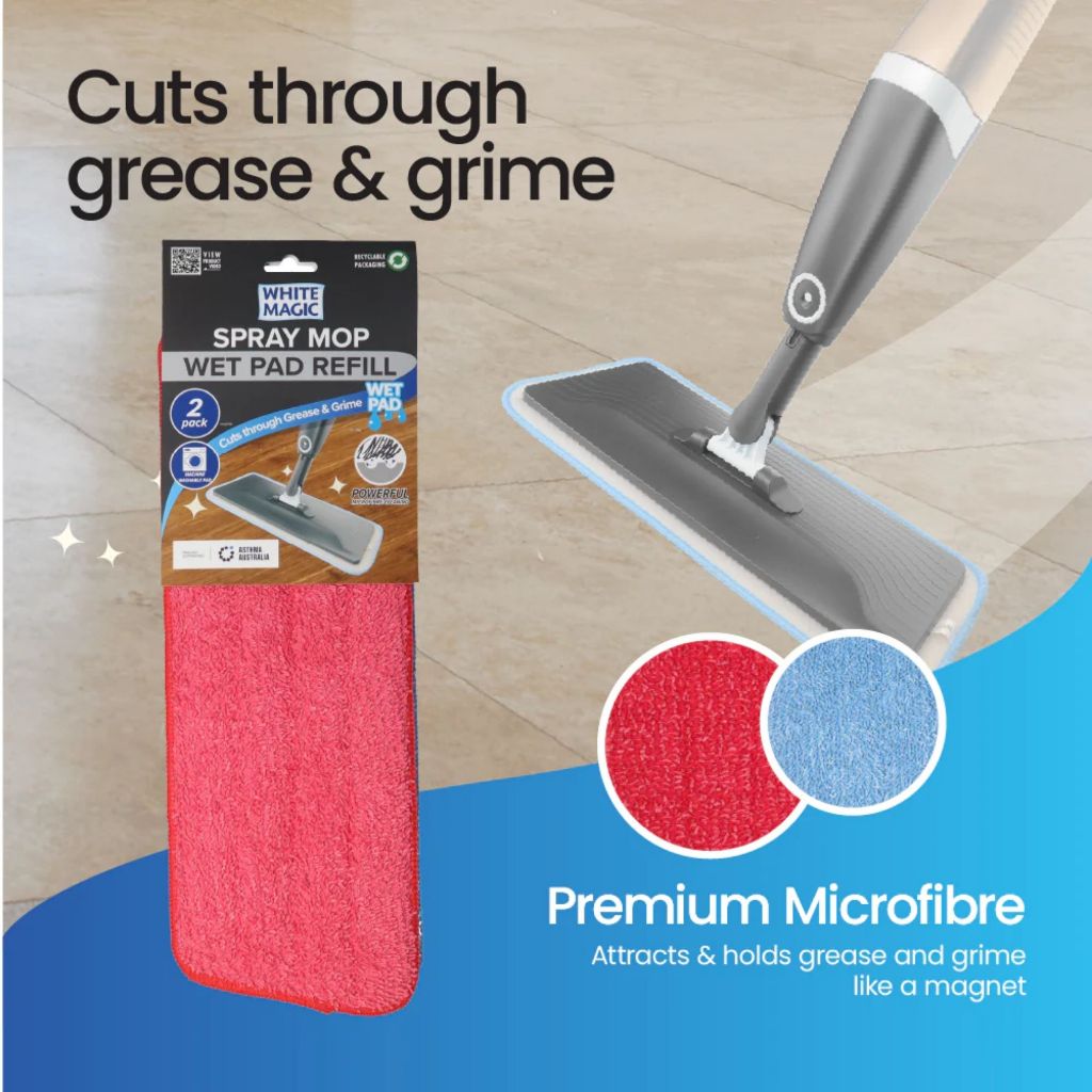 White Magic Spray Mop Wet Pad Refill (Blue / Red)