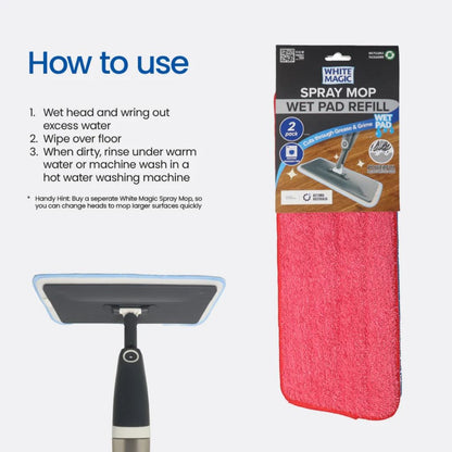 White Magic Spray Mop Wet Pad Refill (Blue / Red)
