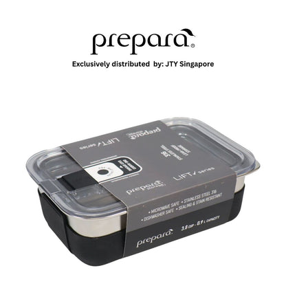 Prepara Lift Stainless Steel Container 900ml - Black/Olive/Beige
