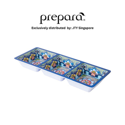 Prepara Three Section Tray - Blue/Coastal Stripe