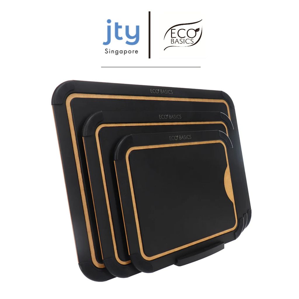 Eco Basics Carving Board with Juice Groove - Black / Natural (Small / Medium / Large / Set)