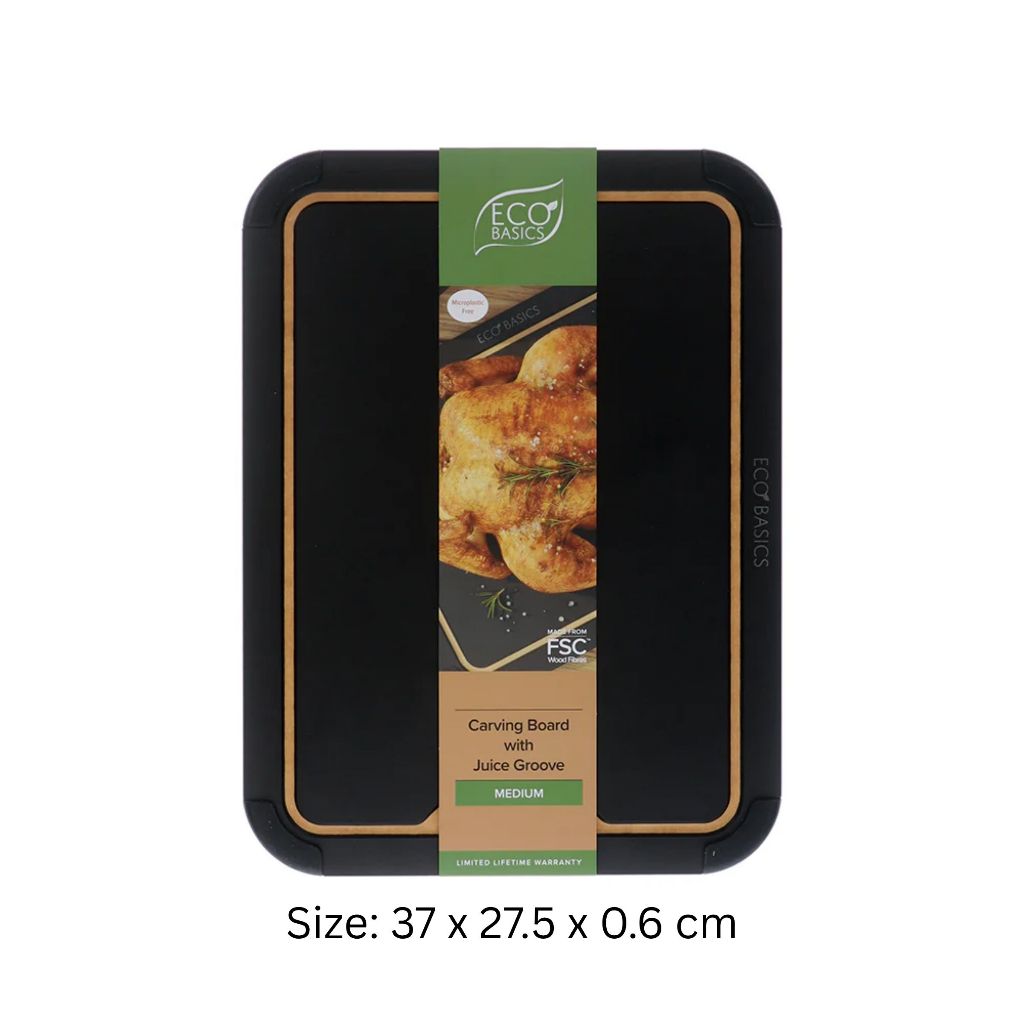 Eco Basics Carving Board with Juice Groove - Black / Natural (Small / Medium / Large / Set)