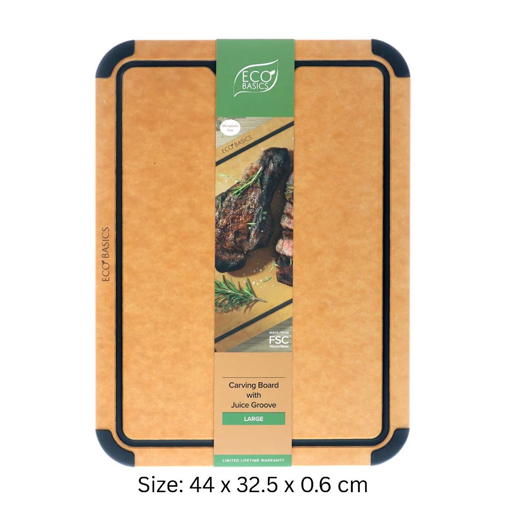 Eco Basics Carving Board with Juice Groove - Black / Natural (Small / Medium / Large / Set)