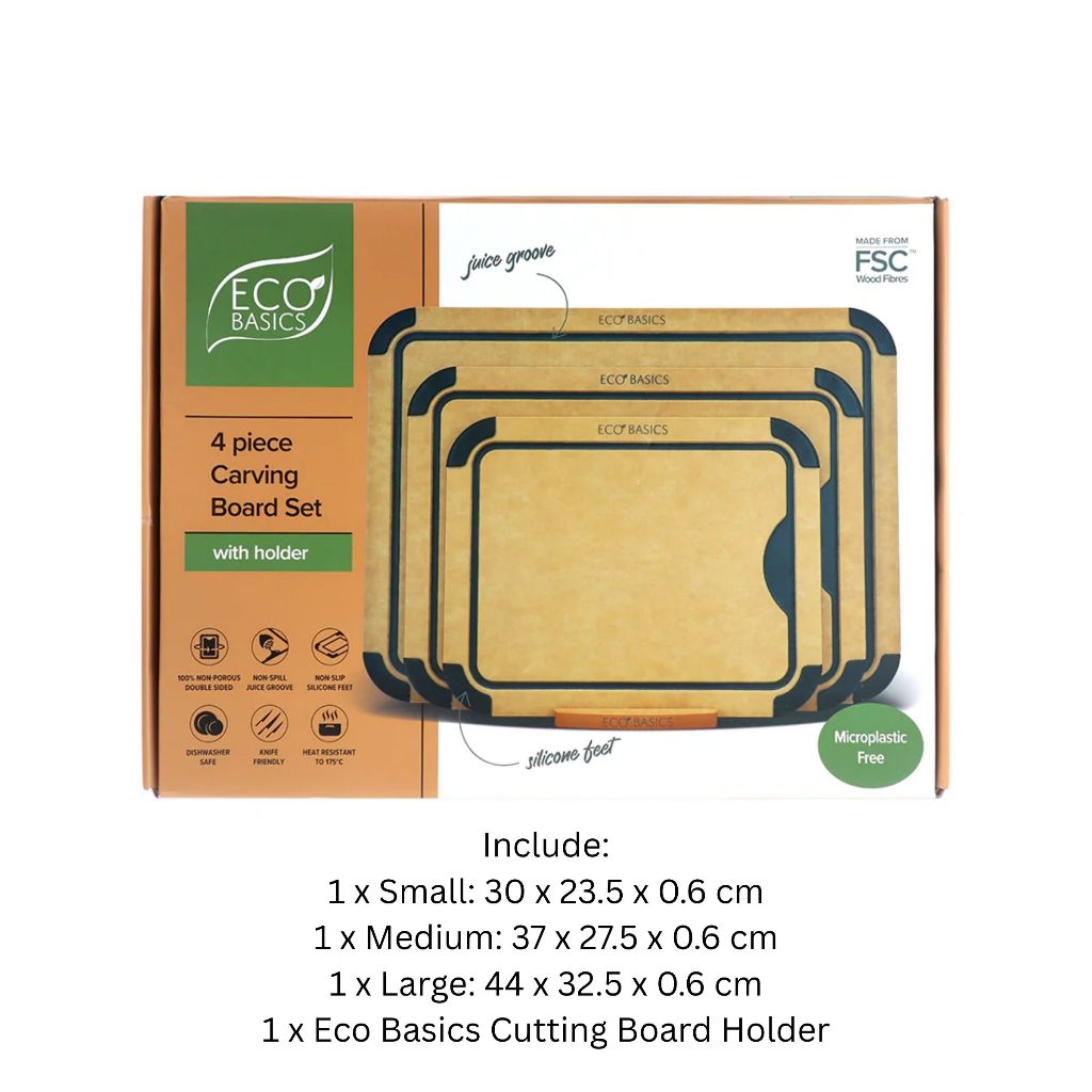 Eco Basics Carving Board with Juice Groove - Black / Natural (Small / Medium / Large / Set)