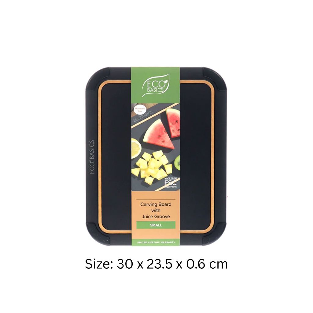Eco Basics Carving Board with Juice Groove - Black / Natural (Small / Medium / Large / Set)