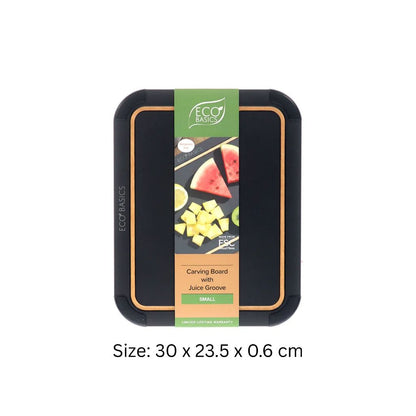 Eco Basics Carving Board with Juice Groove - Black / Natural (Small / Medium / Large / Set)