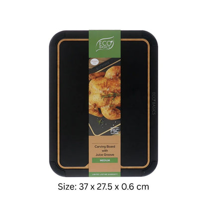 Eco Basics Carving Board with Juice Groove - Black / Natural (Small / Medium / Large / Set)