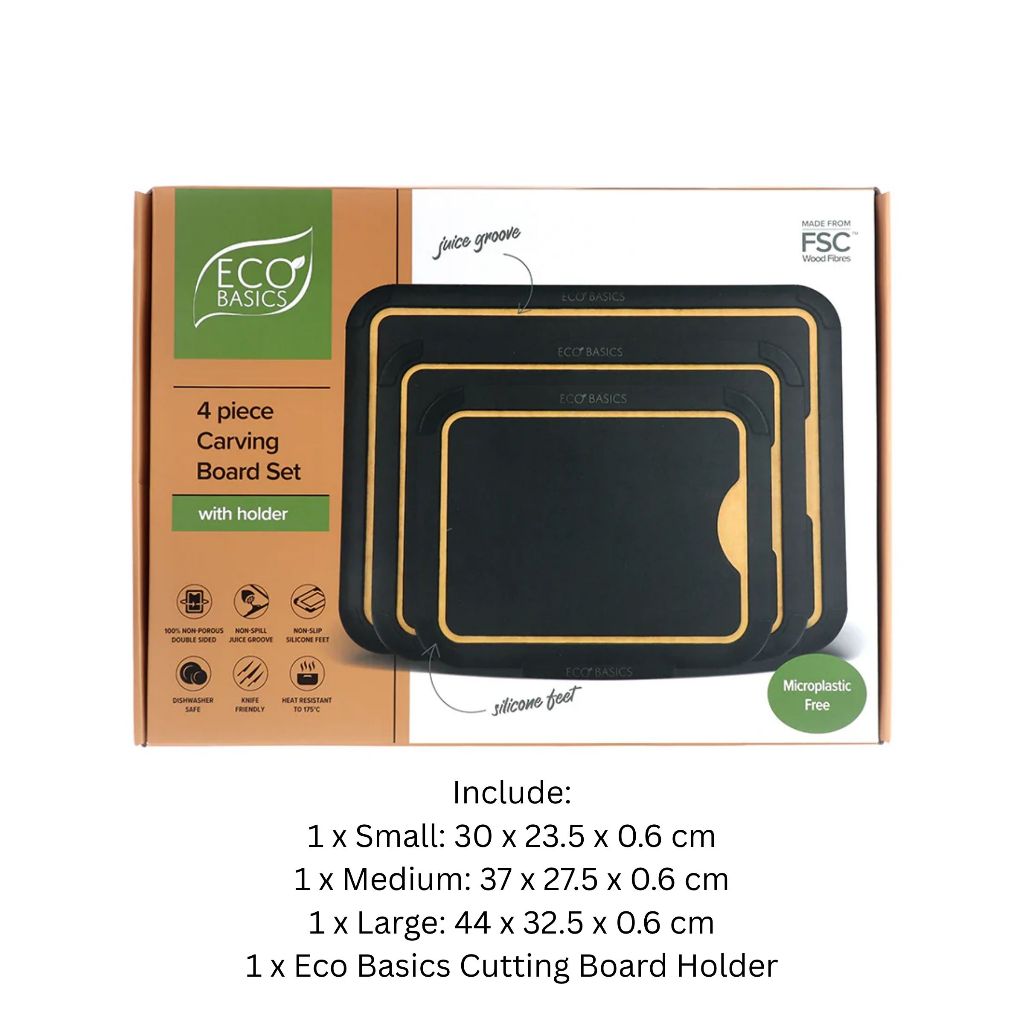 Eco Basics Carving Board with Juice Groove - Black / Natural (Small / Medium / Large / Set)