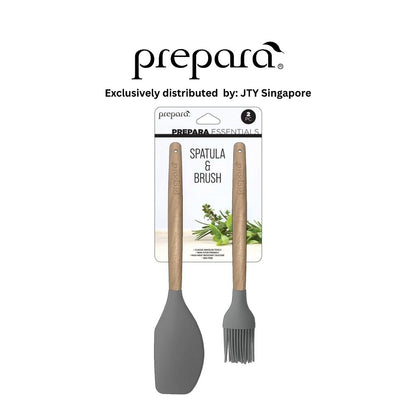Prepara Spatula & Brush - (Grey/Wood , Blue/Wood , Grey Silicone)