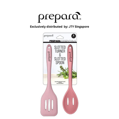 Prepara Slotted Turner & Spoon (Stainless Steel / Silicone - Pink/Blue/Grey)